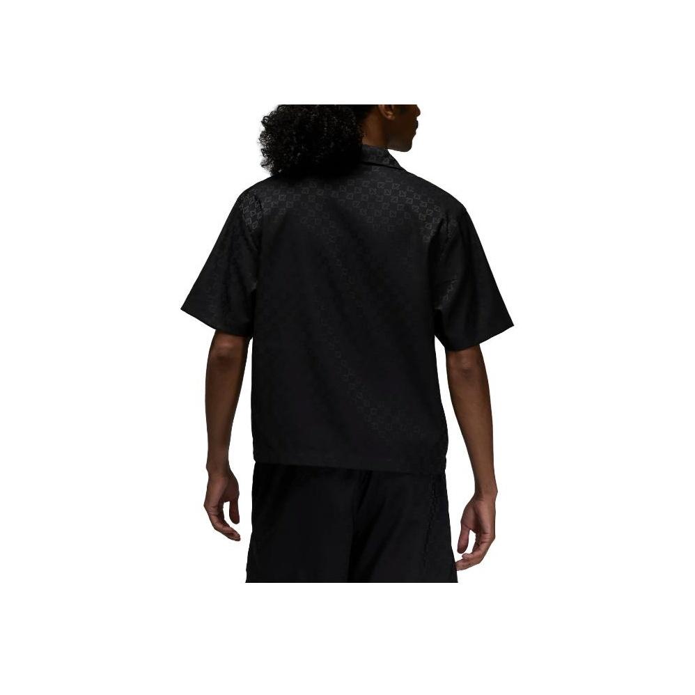 Jordan Koszula męska z krótkim rękawem Essentials z nadrukiem na całej powierzchni, kubańskim kołnierzykiem, topy czarna DX9681-010