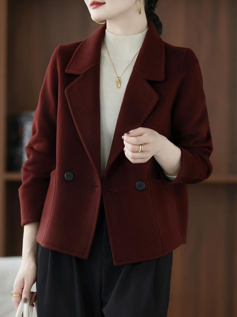 2025 Autumn/Winter Women's Double-Sided Wool Coat - Korean Style, Loose Fit, Short, Fashionable, Versatile.