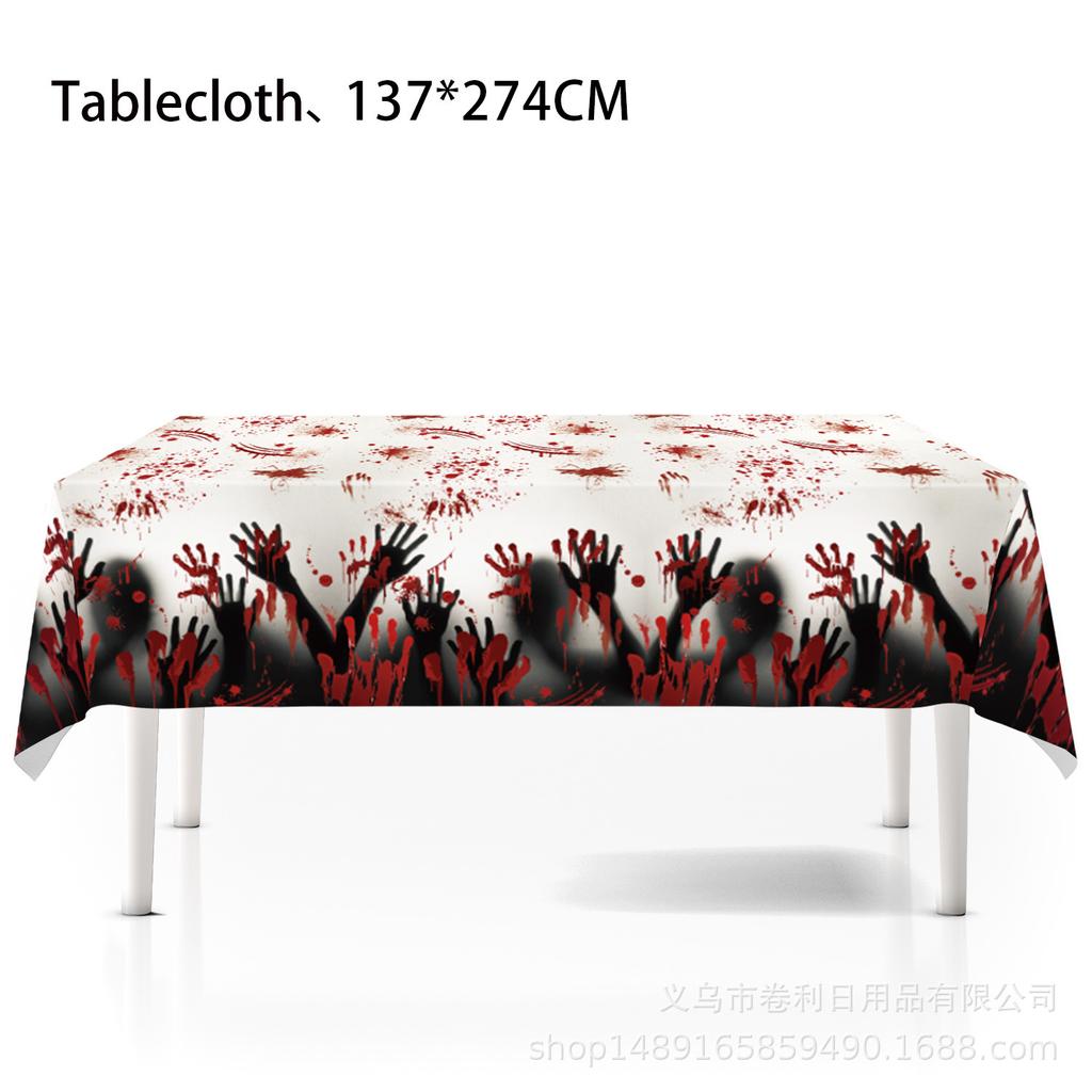 Party Halloween Party Partyzubehör Dekorative Tischdecke Seidenpapier Teller Messer Gabel Löffel Party Szene Arrangement