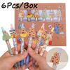 6Pcs with Box Metal Hook Capybara Patch Gel Pen Comfortable Grip Stationery School Office Supplies Prize Gift Writing Tools Holiday Gift Novelty Stat