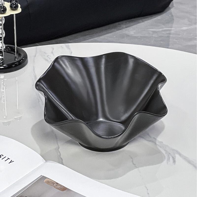 Creative Wave Design Fruit Bowl Black
