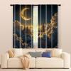 2 Pcs   Filtering Curtains (excluding Rods   Non-movable   Without Batteries) Elegant Sun and Moon Castle for Use In Bedrooms and