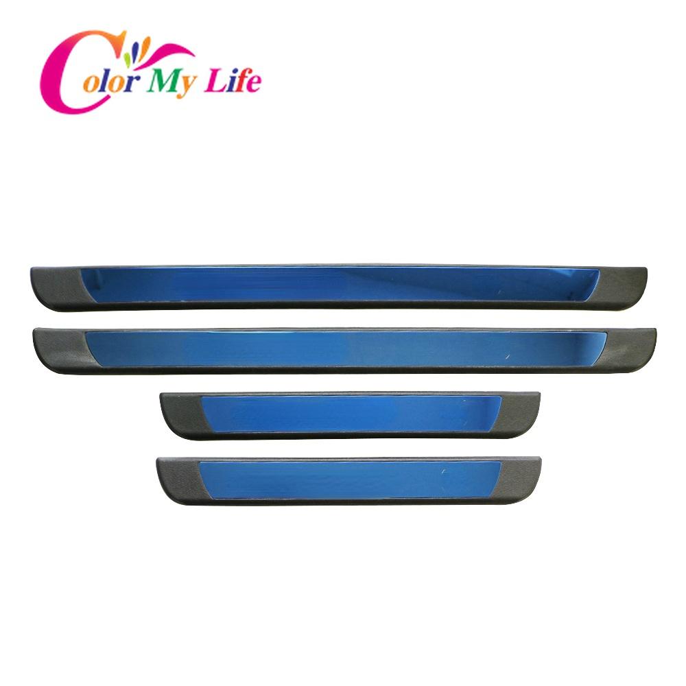 

Color My Life 4 шт./компл., накладка на порог из нержавеющей стали для Jeep Renegade 2015-2022, аксессуары, накладки на пороги для дверей автомобиля, крышка синий
