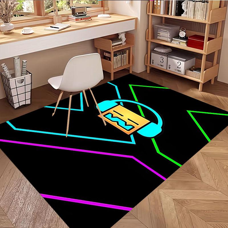 Geometry Dash Print Rug, Washable Floor Carpet, For Entryway Dorm Laundry Room Office Study, Home Decor Birthday Christmas Gift