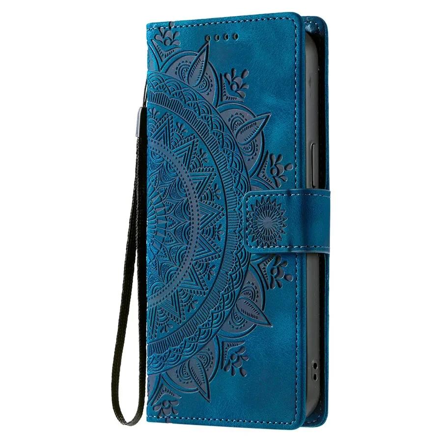Custodia in Pelle con Totem Goffrato per Samsung Galaxy S26 S25 Edge S24 S23 FE S22 Ultra S21 S20 Plus Note20 Copertura a Portafoglio Flip