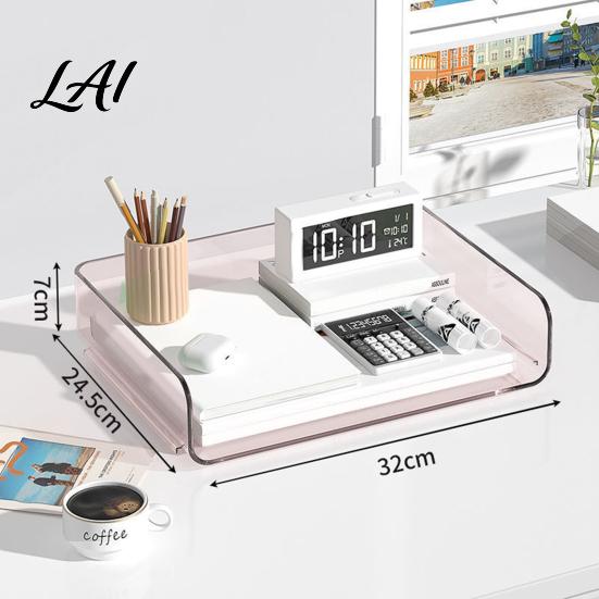 Non-slip Document Organizer Large Capacity Desk for Documents Files Letters A4 Paper Book Notes Mail Desktop File Holder Clear Stackable Tray,