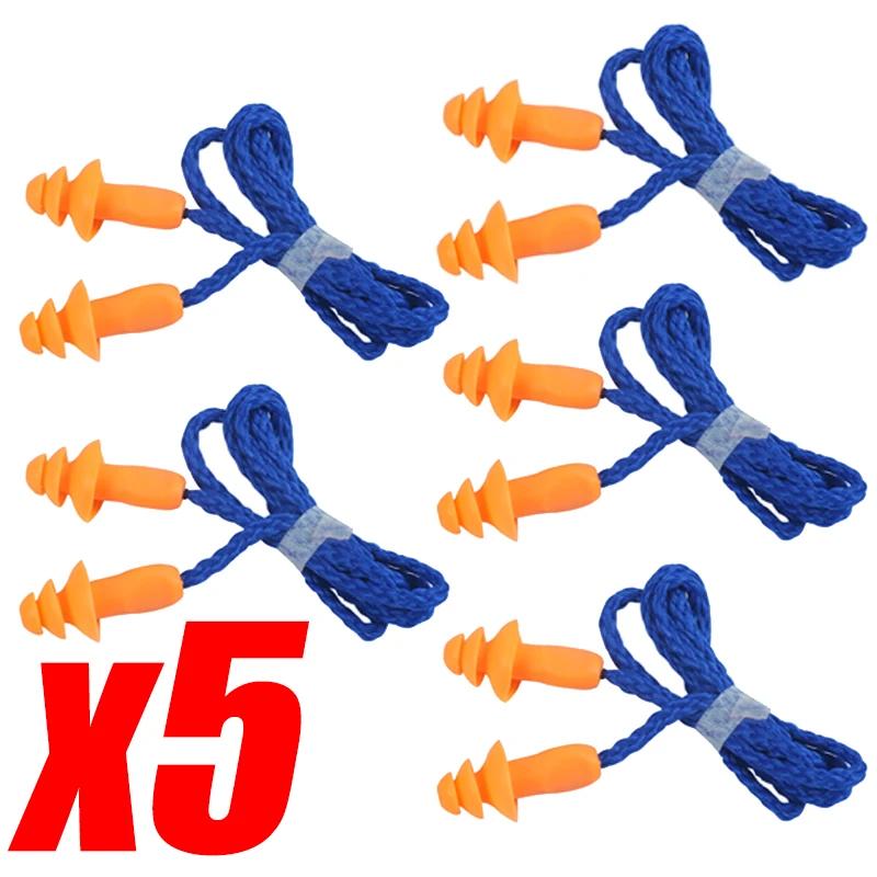 Bouchons d'oreilles antibruit Bouchons d'oreilles en silicone avec cordon Protecteur d'oreilles Bouchons d'oreilles anti-bruit réutilisables Casque Cache-oreilles