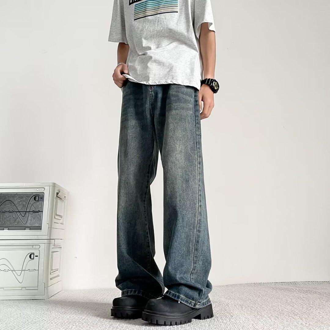 Мужские прямые джинсы JYL Весна Американский Винтаж Хай-стрит Свободные Повседневные Деним XL