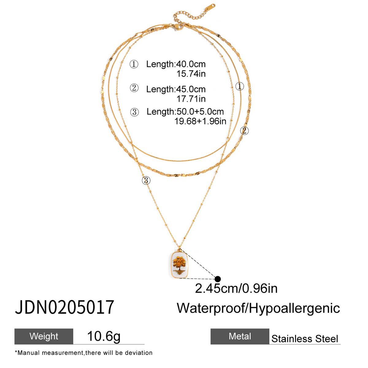 

Design: Sweet and Romantic 18K Gold Three-Layer Necklace Printed Tree of Life Pendant Multi-layer Necklace