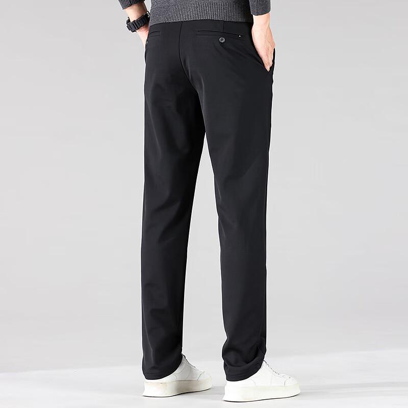 FAPAI Men's Easy-Care Business Casual Straight-Leg Trousers