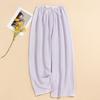 Women's Summer Plaid Wide-Leg Cotton Pajama Pants - Yarn-Dyed, Plus Size, Suitable for Outdoor Wear