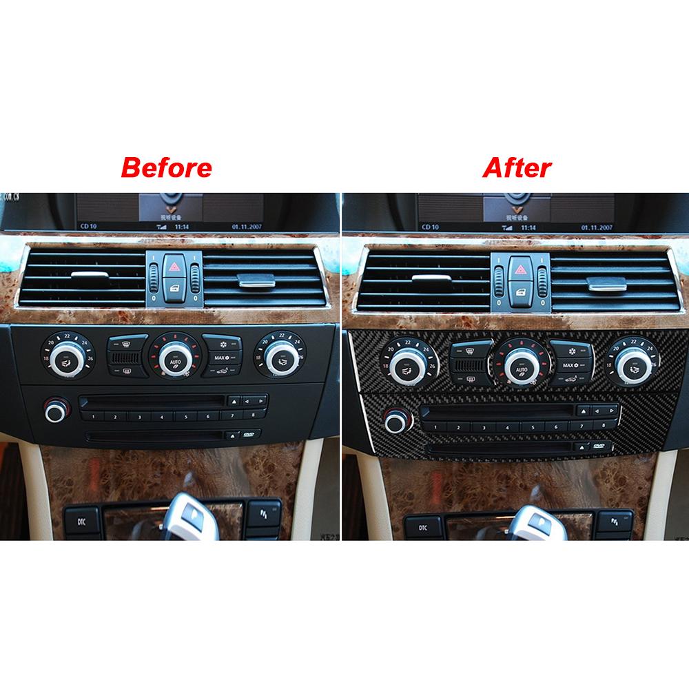 Car CD Panel Trim Center Console Cover Carbon Fiber Sticker Trim Cover For BMW 5 Series E60 2008-10 Interior Accessoire Voiture