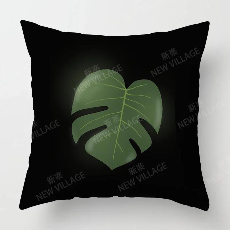 Nordic Fall Home Decor Autumn Throw Pillow Case Sofa Cushion Cover Modern 45x45cm 50x50 60x60cm 40*40cm Leaf Plant Green