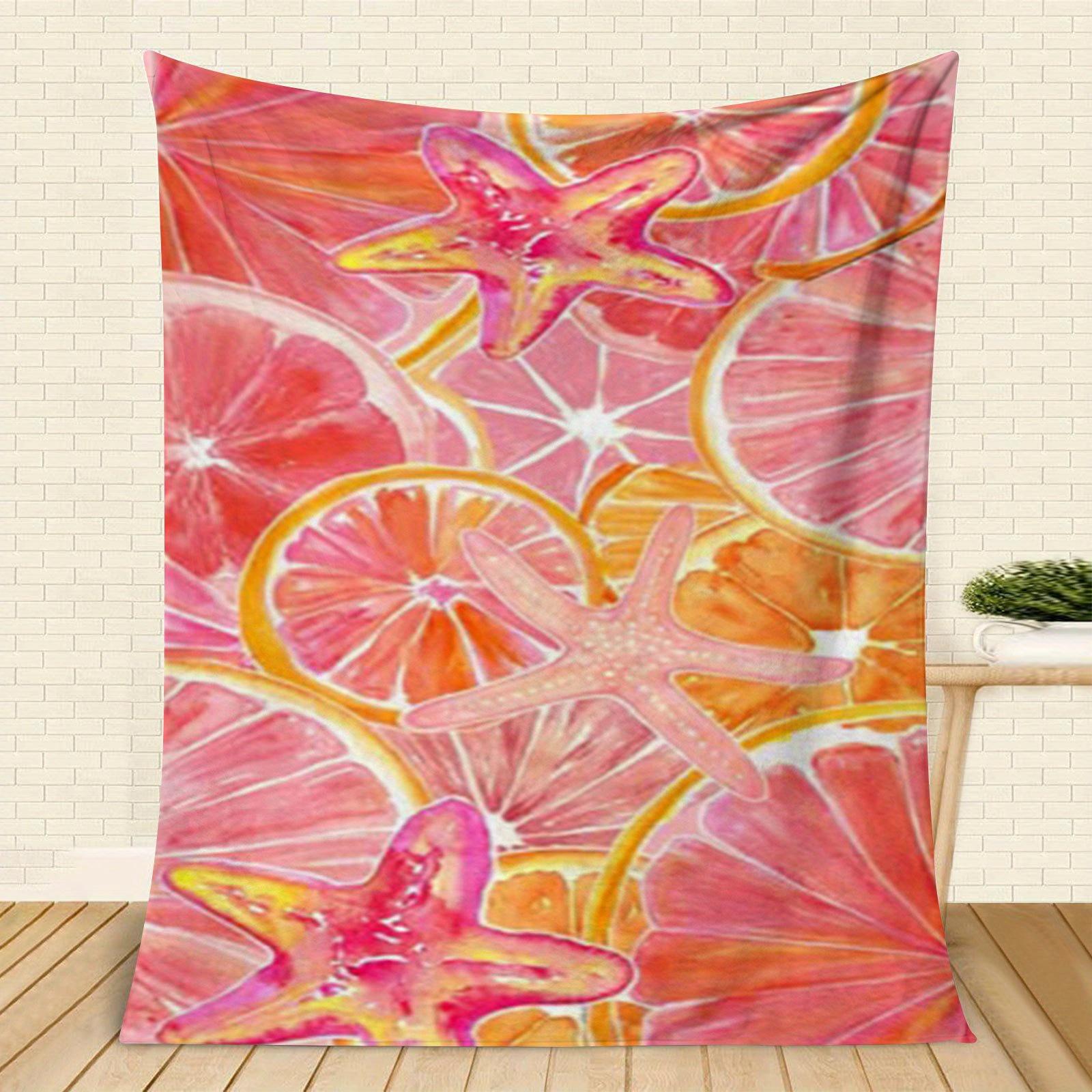 

Starfish and orange flannel blanket Suitable for sofas beds and offices Machine washable Comfortable all year round 75x100cm (30x40inch)