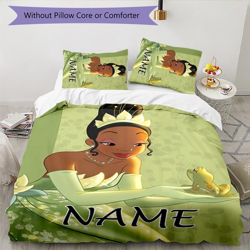 3pcs Princess5 Cover Set - Personalized Name, HD Printed Bedding with 1 Cover and 2 Pillowcases - Perfect for Home Decor, Easy Care