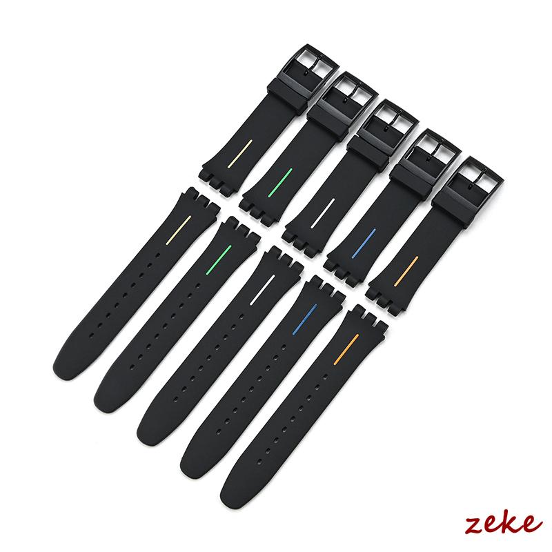 Soft Silicone Strap for Swatch 16mm 17mm 19mm 20mm Rubber Watch Straps Men's Women's Waterproof Sports Bracelet Wristband