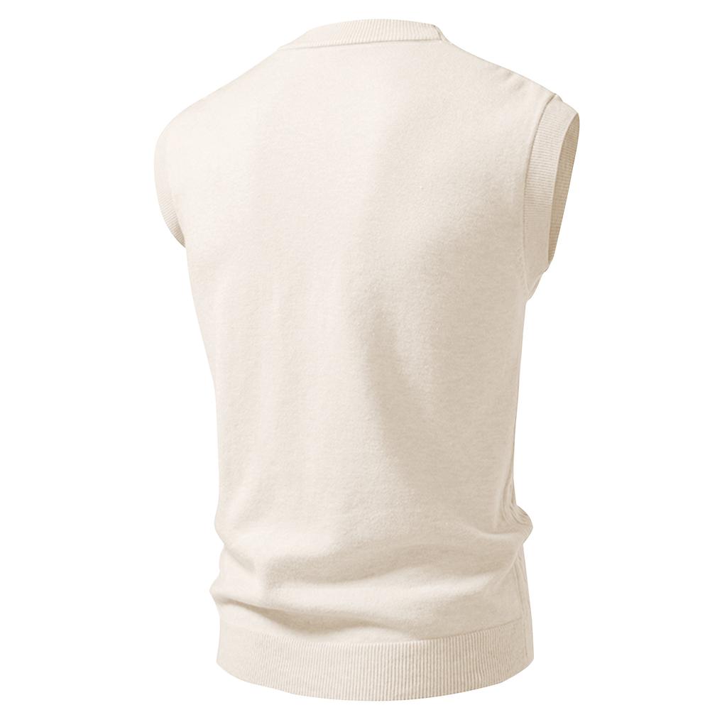 Pánský kardigan s výstřihem do V, pletená vesta, módní kroucený bezrukávový svetr-vesta