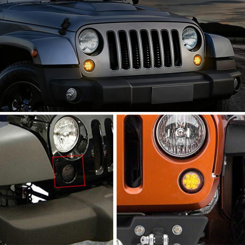 DC 12V Car Grille Turn Signal Smoke for Jeep Wrangler JK JKU 2007-2018 Front LED Turn Signal Lights Blinkers Parking