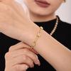 Qiong Yao European Zirconia Inlaid 18K Gold-Plated Stainless Steel Bracelet for Women