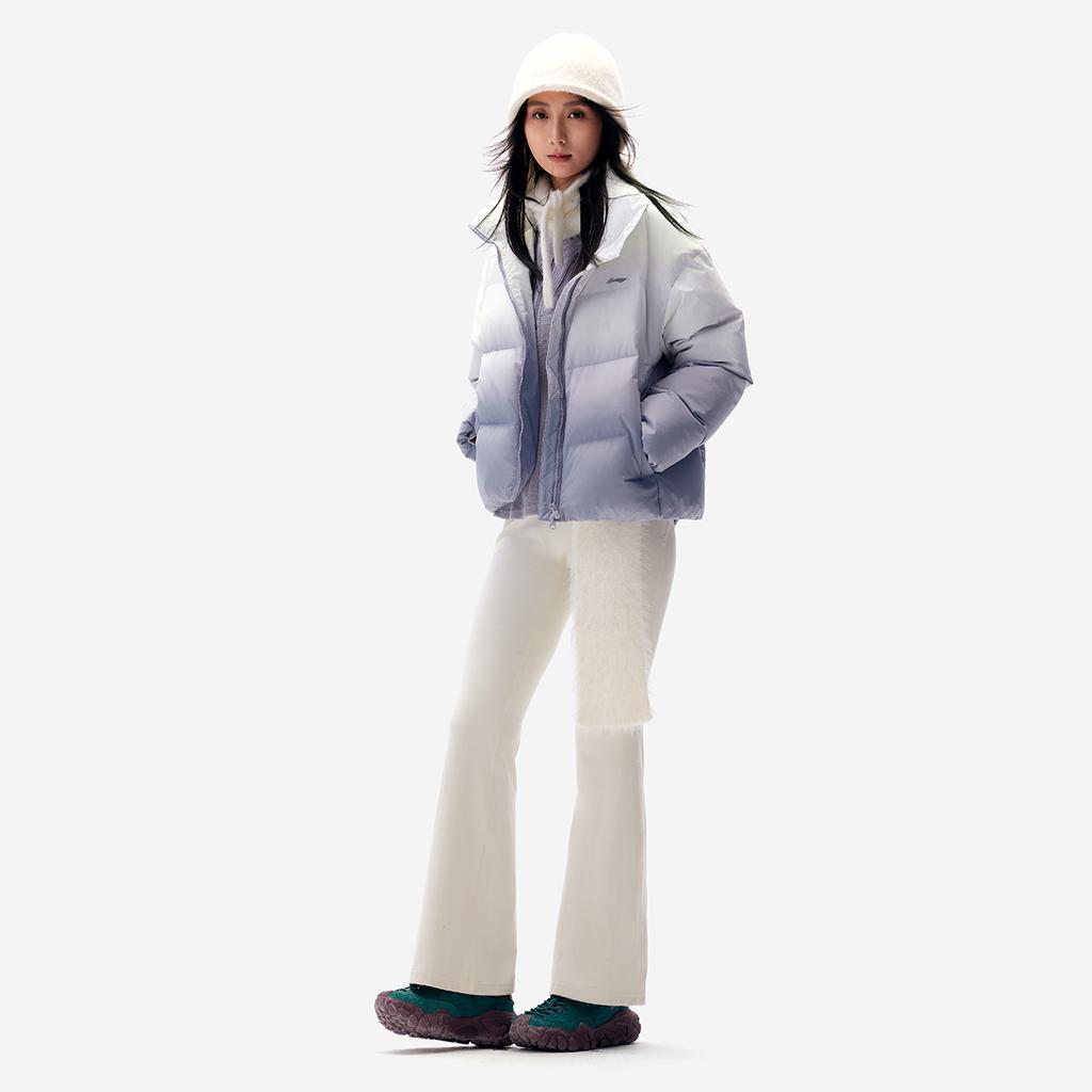 Li-Ning Fitness Series Windproof Water-Repellent Stand Collar Short Gradient Logo Down Jacket Women Jacket AYMV396-8
