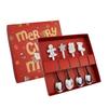 4PCS Christmas Gift Decoration Dessert Spoons Snowman Christmas Stocking Cutlery Spoon Christmas Gift Box Gingerbread Spoon