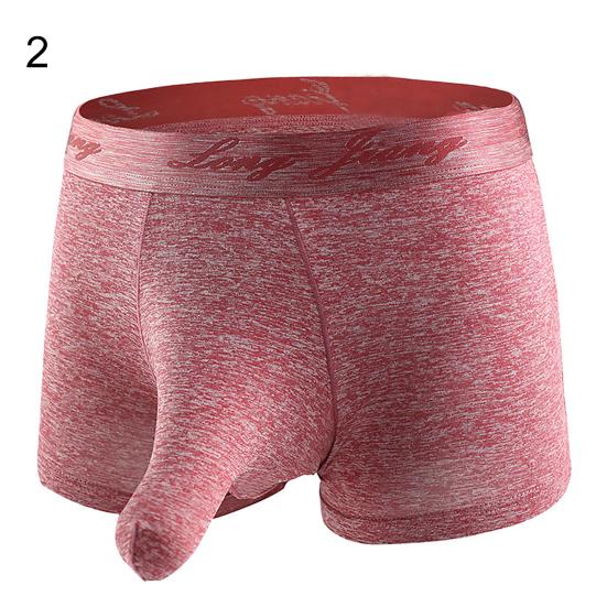 Sexy Men Elephant Nose Penis Pouch Boxers Briefs Mid Rise Breathable Underwear