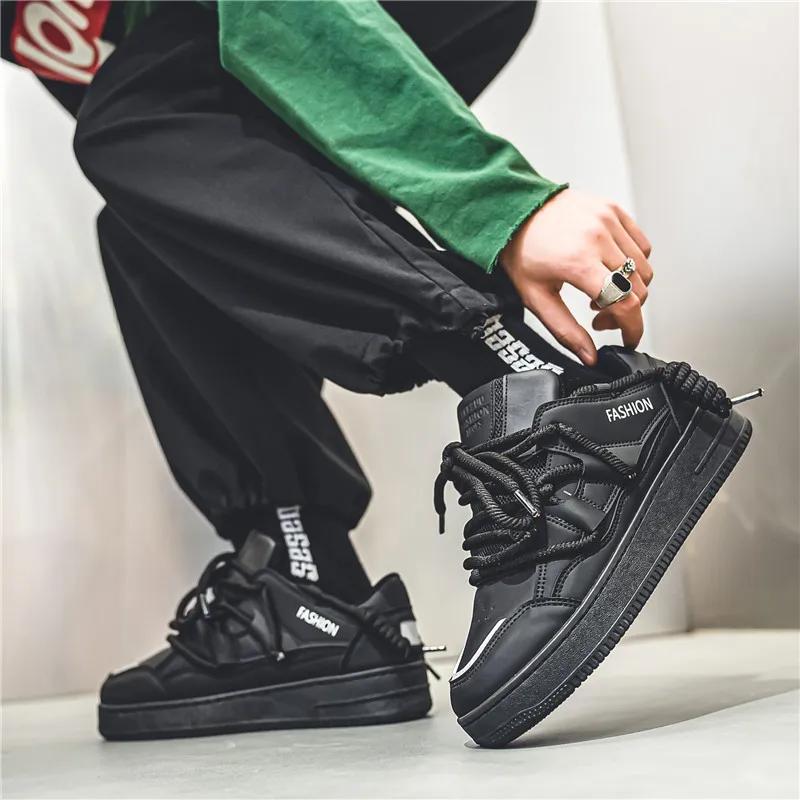 

Мужская обувь 2024 года, новый сезон, модная обувь для мужчин, интернет-знаменитости, мода, повседневная, спортивная, универсальная, нишевая обувь для скейтбординга 39 чёрный