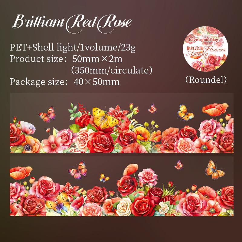 

50mm*2m beautiful Flowers Plant PET tape Creativity flowering shrubs Decorative Diary Scrapbooking material