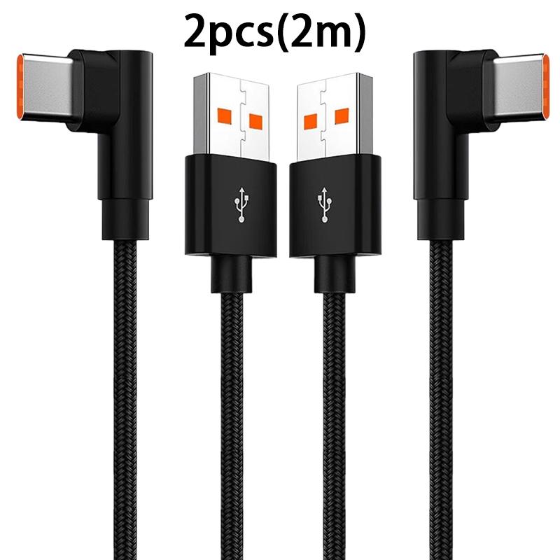 Caricabatterie a gomito a 90 gradi Cavo intrecciato in nylon 6A Tipo C Cavo di ricarica rapida USB per cavo caricabatterie Redmi
