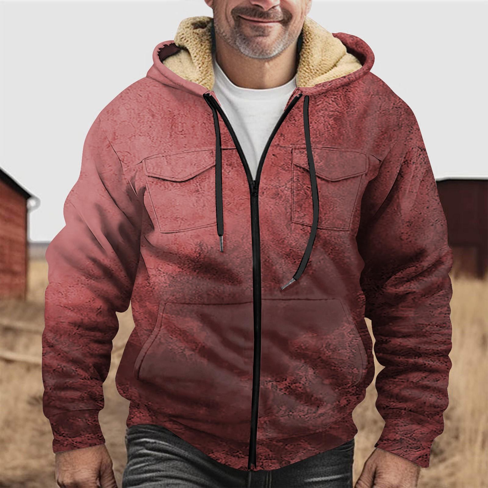 

Мужская утолщенная куртка на пуговицах с двойным карманом и карманной вставкой, хлопковая куртка XL красный