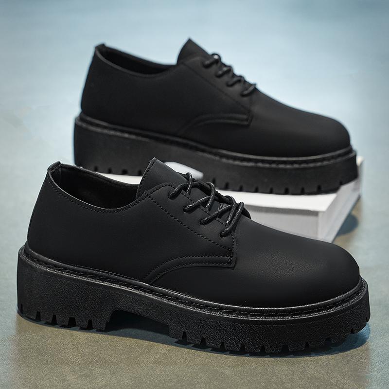 

High Quality Mens Casual Shoes British Style Lace-Up Man Work Shoes Big Head Leather Shoes Comfortable Men Dress Shoes Moccasins 39 чёрный