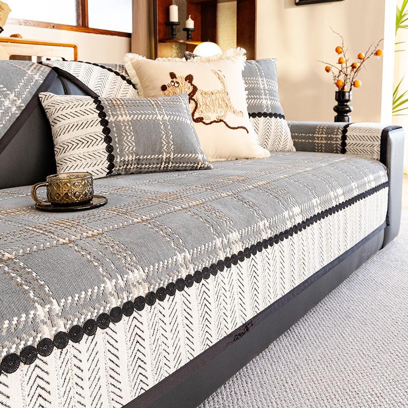 

Легкая роскошь Ретро Подушка для дивана Дышащая Новая Всесезонная Универсальная Фиксированная Противоскользящая Прямой ряд Цельная Прочная Ткань-чехол 70x70cm серый