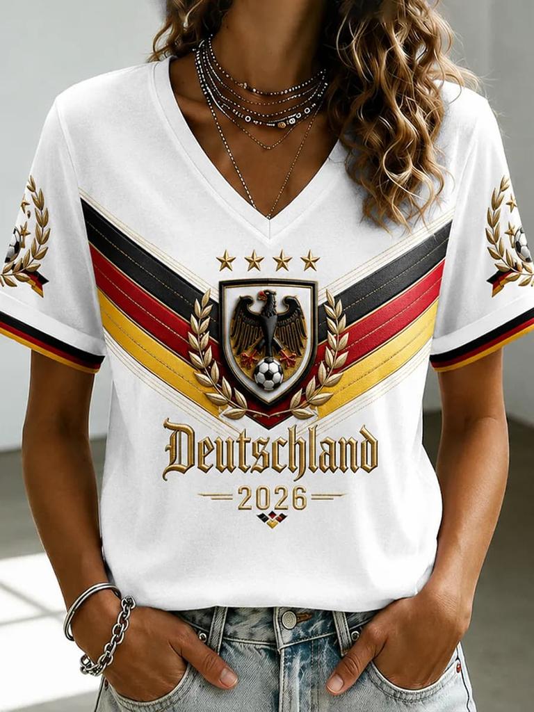 Geometric Germany jersey Tee Trim Sleeve Deutschland 2026 Soccer Supporter Casual Sport Short Sleeve T Shirts Family Matching