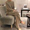 Korean Style Round Neck Sweater & Wide Leg Pants Set for Women - Autumn/Winter 2021