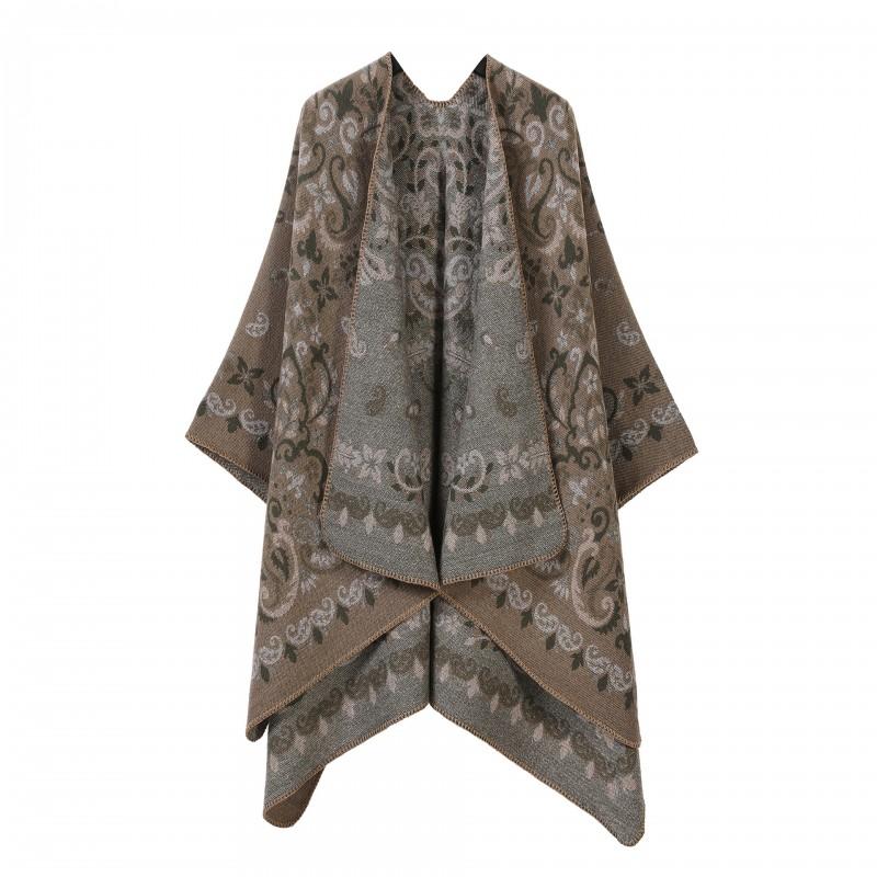 Elegant Vintage Shawl Cape Double-sided Tassel Split Travel Warmth