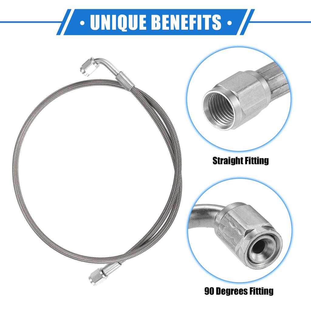 A ABSOPRO AN3 Braided Steel Turbo Refueling Line 90 Degree - Straight Hose End