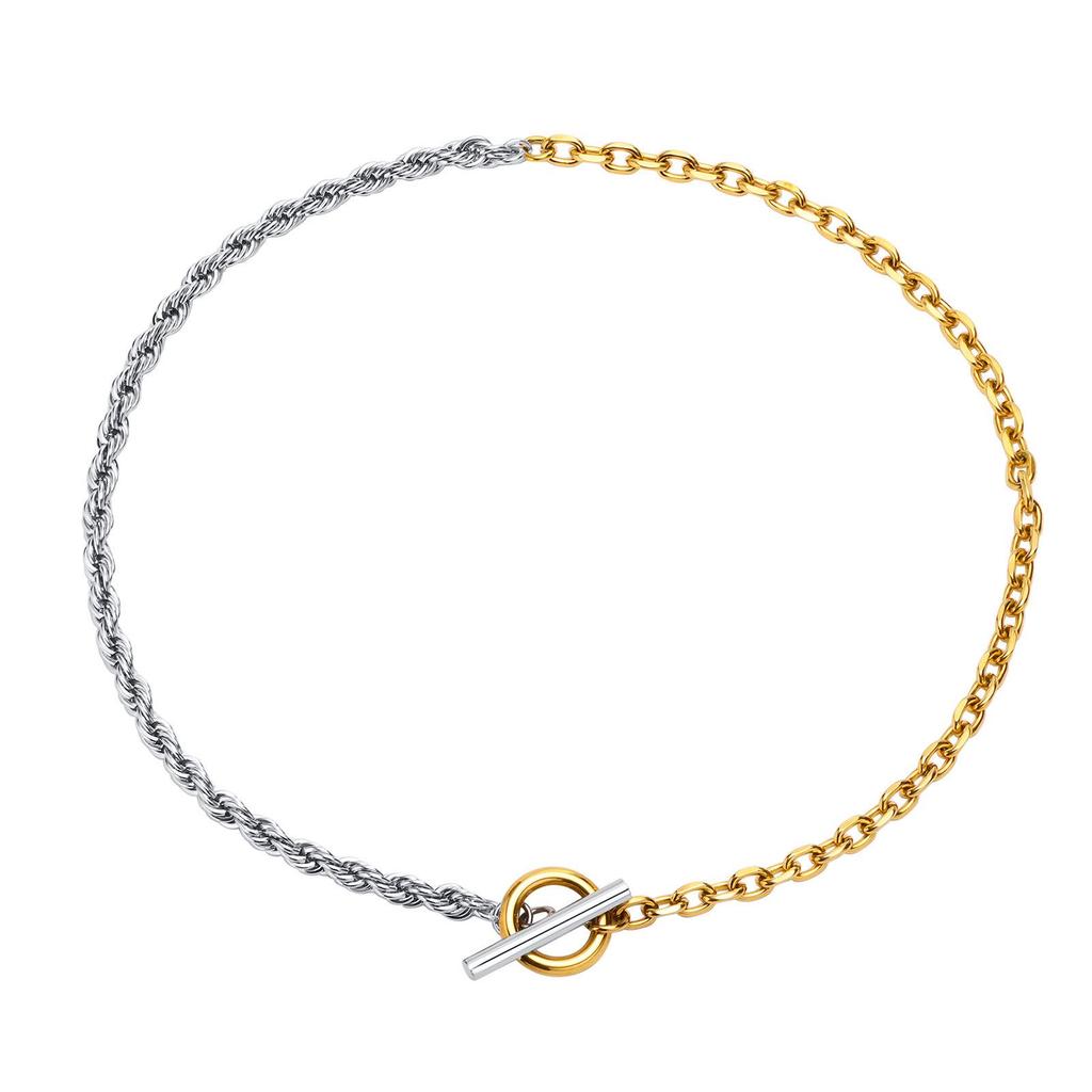 Personalized Chunky Chain Clavicle Necklace - European & American Street Style Fashion with OT Buckle