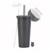 710ml Vacuum Insulated Stainless Steel Tumbler With Ceramic Coating Inner Straw Lid Hot Cold Drinks