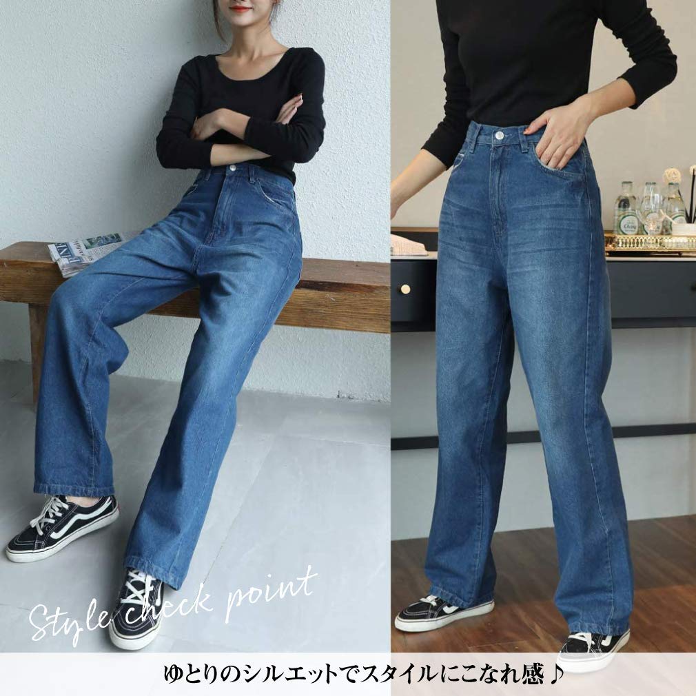 Captain Kay Straight Denim Indigo Size 4L High-Rise Jeans, High-Waisted Jeans, Wide-Leg Pants, Blue,