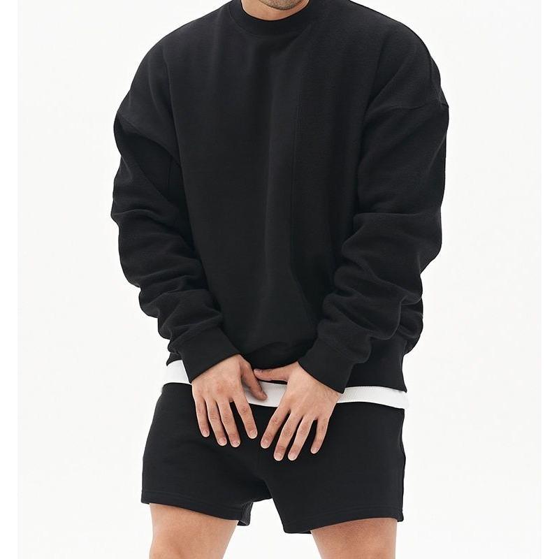 Men's Gray Oversize Crew Neck Sweatshirt Loose Casual Long-Sleeve Pullover