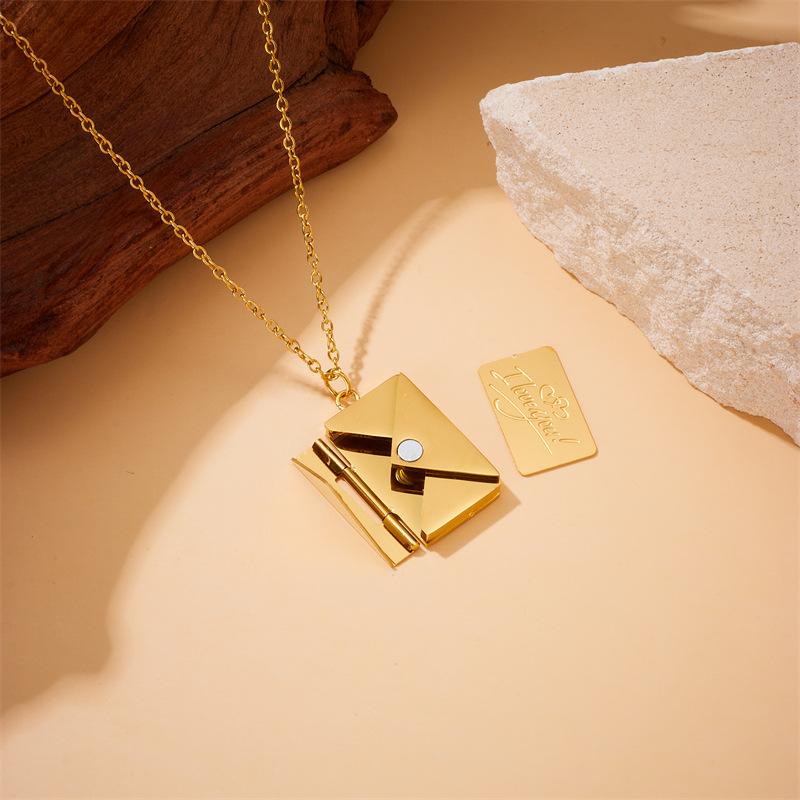 Fashion Creative Personality Gold Mirror Detachable Envelope Pendant Chain Necklace