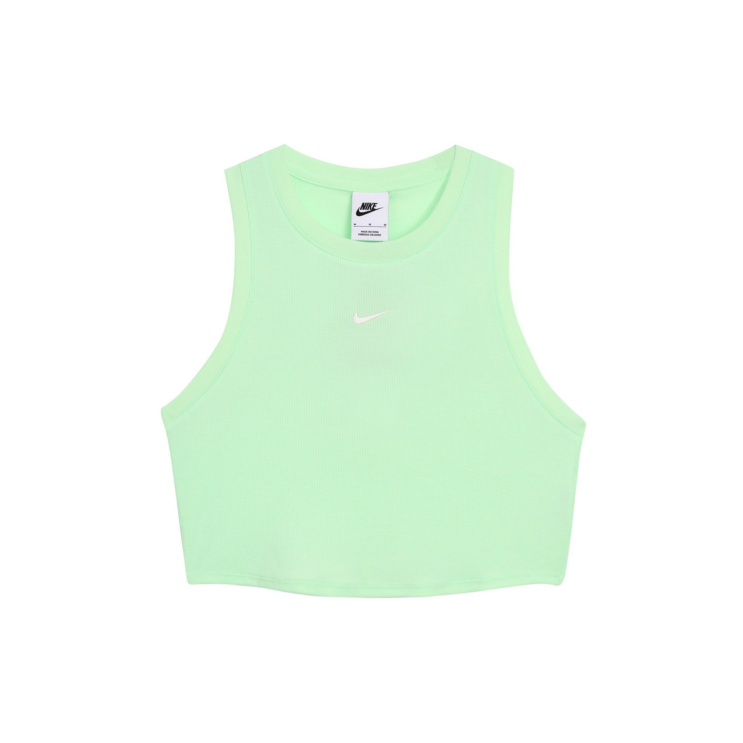 Nike Sportswear Essentials Vapour Green Ribbed Cropped Women s Tank Top FB8280-376 S