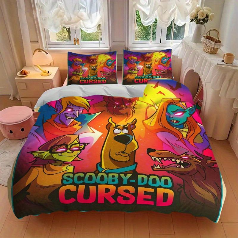 Set Copriletto Stampa Maledizione Scooby Doo 3 Pezzi Ultra Morbido, Traspirante e Confortevole con Design Elegante per Arredamento Camera da Letto e Camera degli Ospiti 1 Copri an