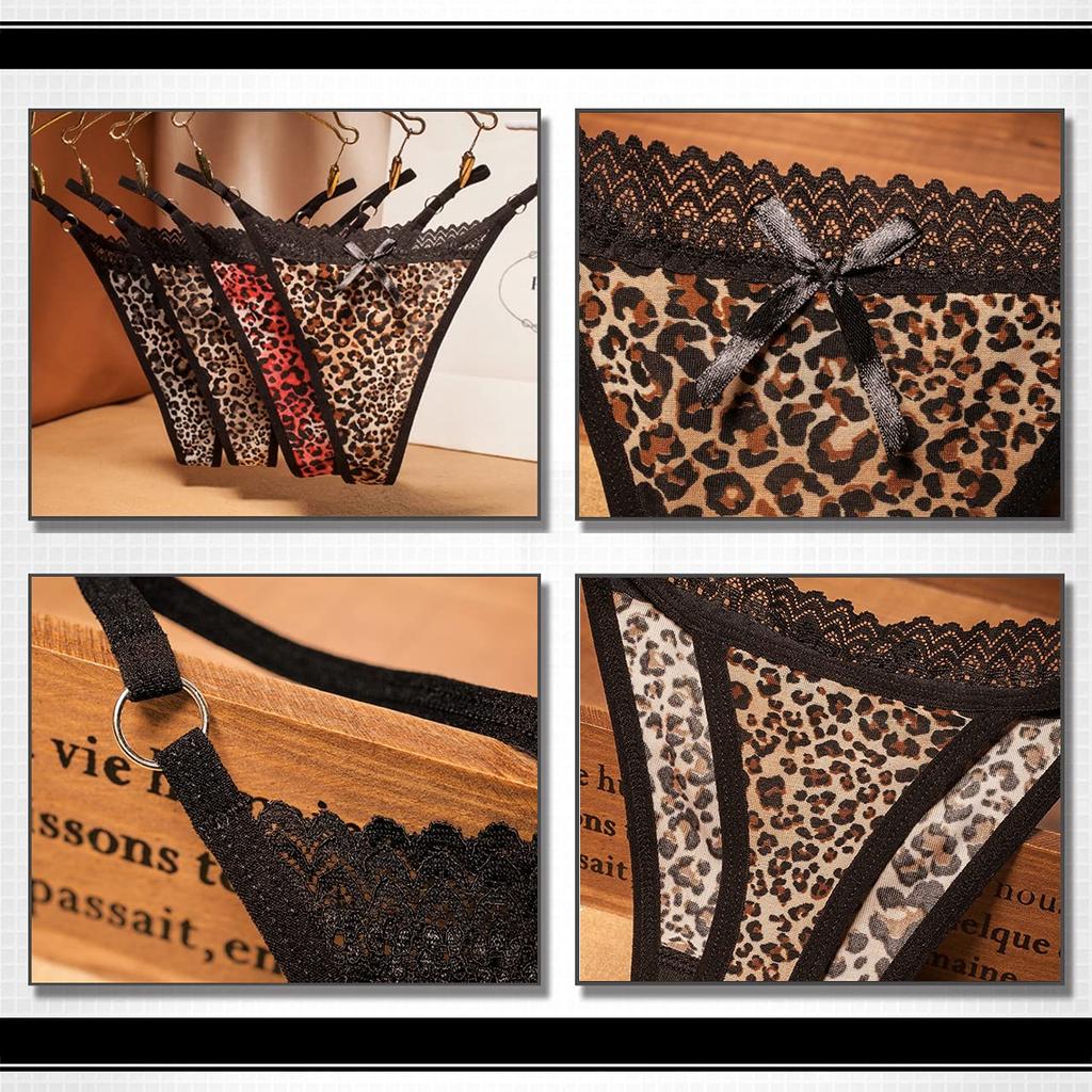 WHITE FANG Leopardí Vzor Barevné Zvíře Sexy TT217 Dámské Tanga, Potisk, Spodní prádlo, (01 Béžová)