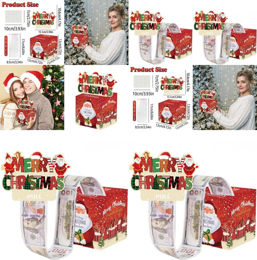 Christmas Santa Claus Collection Box With Red Gradient Paper For Holiday Party Decor And Gift Giving