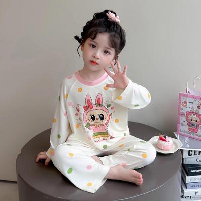 Set de pijama pentru fete La Bu Bu Modal - Mânecă lungă, Primăvară/Toamnă 2025, pentru copii și bebeluși, Haine de casă pentru aer condiționat.