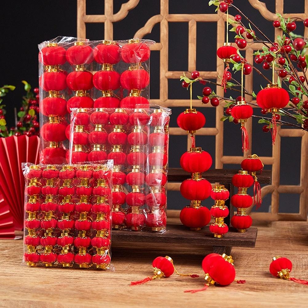 Indoor Outdoor Flocking Lanterns for Chinese New Year Festival Party Decor