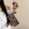 3D Elegant Bowknot Faux Pearl Chain Phone Case For Samsung Galaxy S25 Ultra S21 S22 S23 Plus S24 FE Short Strap Lanyard Cover