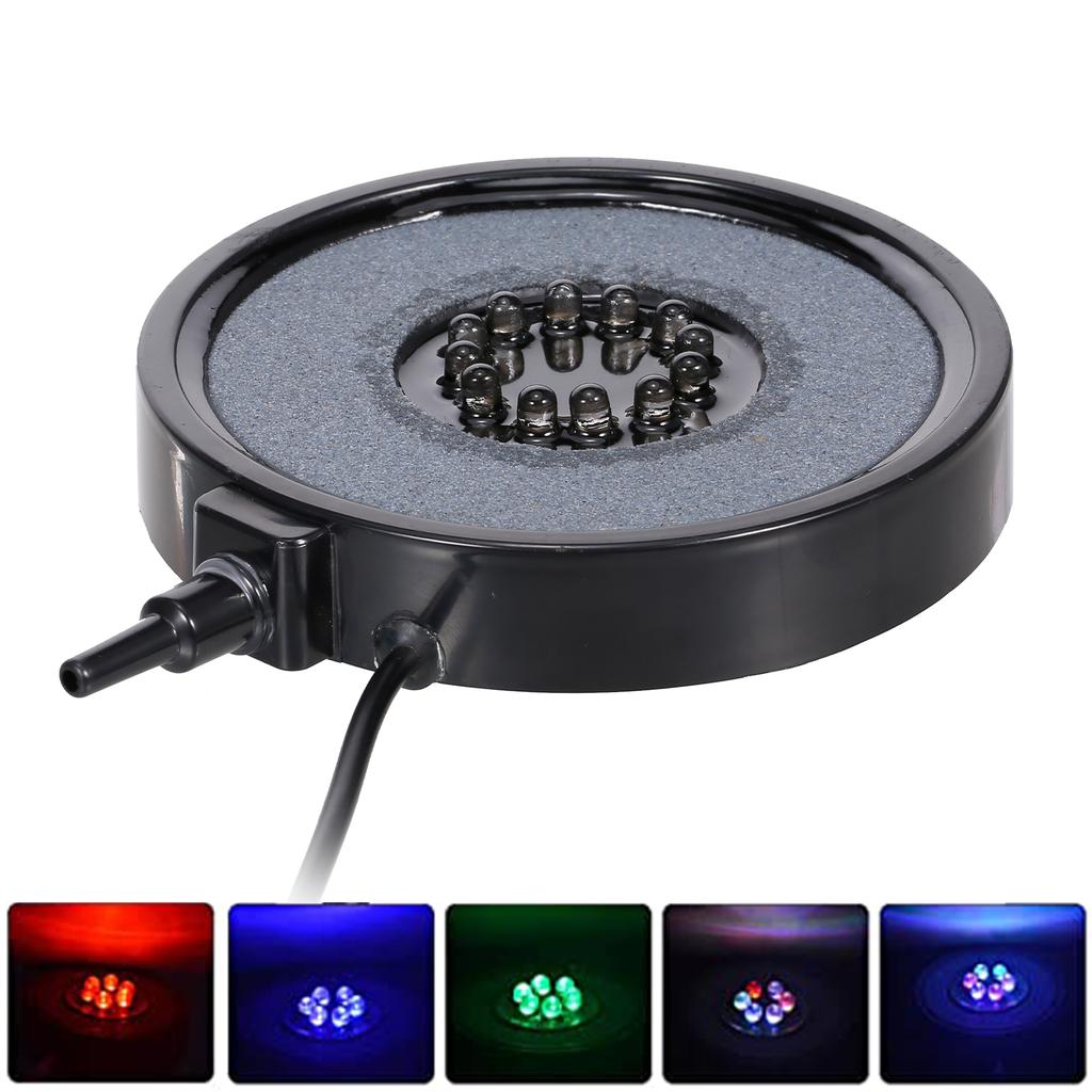 Aquarium Bubbler Aquarium Light Aquarium Air Stone Disk Round Fish Tank Bubbler with Auto Color Changing LED