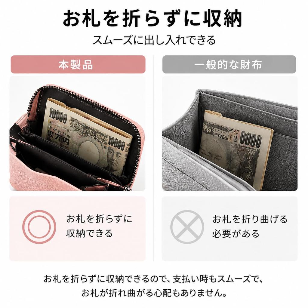 Mini Bills Large Accordion Card Coin YKK Genuine Black [DEYOT] Wallet, Don't Fold, Women's & Men's Bi-fold Wallet, Capacity, Style, Case, Box-type